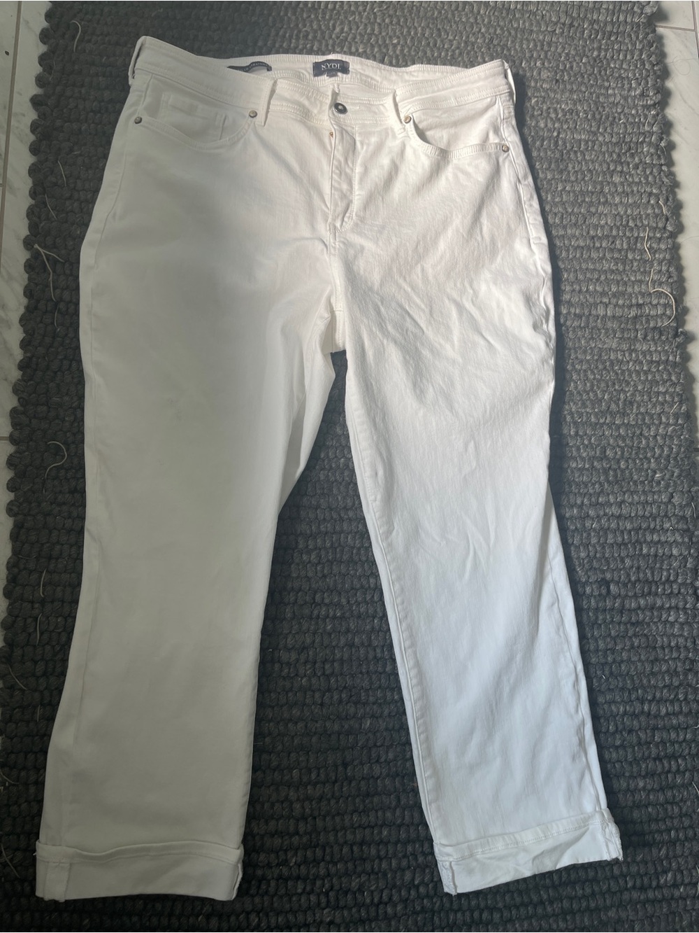 NYDJ Marilyn White Straight-Leg Cuffed Jeans